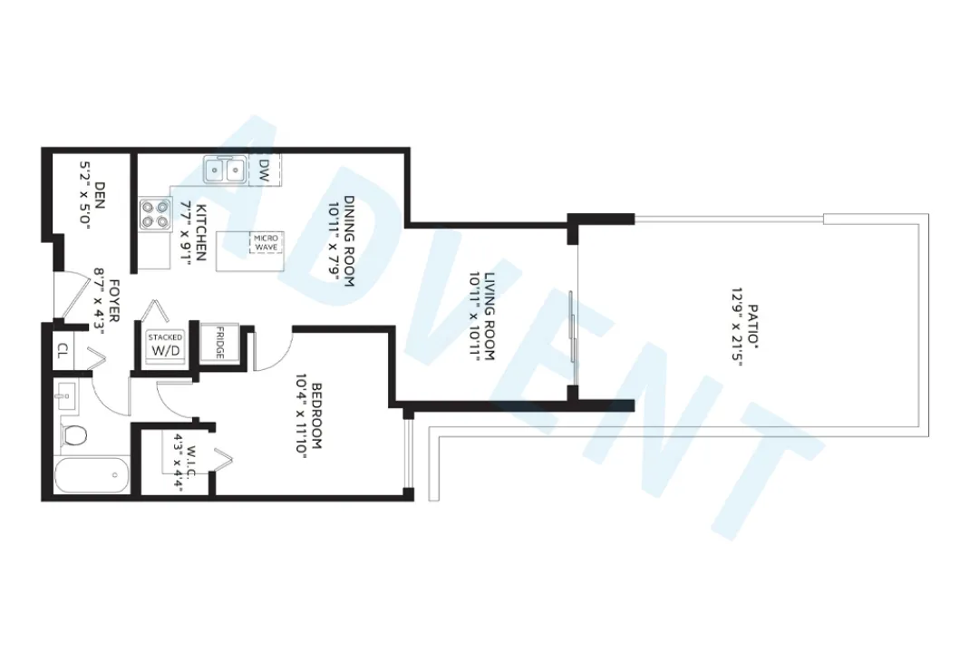 Escala in Brentwood - 1 Bedroom Apartment For Rent in Burnaby at 106 - 1768 Gilmore Avenue, Burnaby, BC - Floor Plan