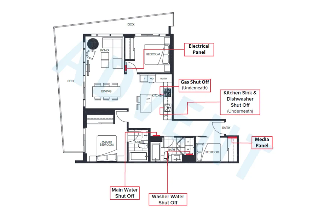 The Amazing Brentwood Three in Brentwood - 3 Bedroom Apartment For Rent in Burnaby at 3707 - 4650 Brentwood Boulevard, Burnaby, BC - Floor Plan