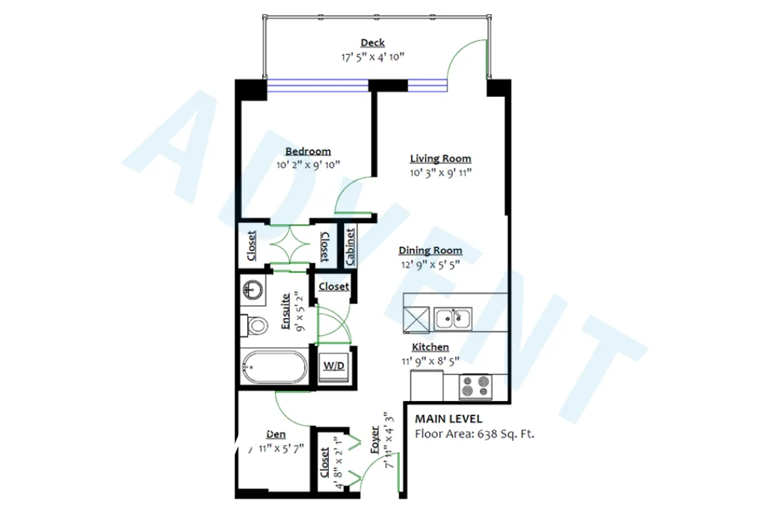 35 Park West in Cambie - 1 Bedroom Apartment For Rent in Vancouver at 215 - 4963 Cambie Street, Vancouver, BC - Floor Plan