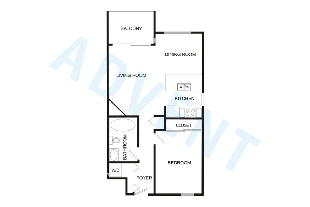 Monte Carlo in Fairview - 1 Bedroom Apartment For Rent in Vancouver at 402 - 985 West 10th Avenue, Vancouver, BC - Floor Plan