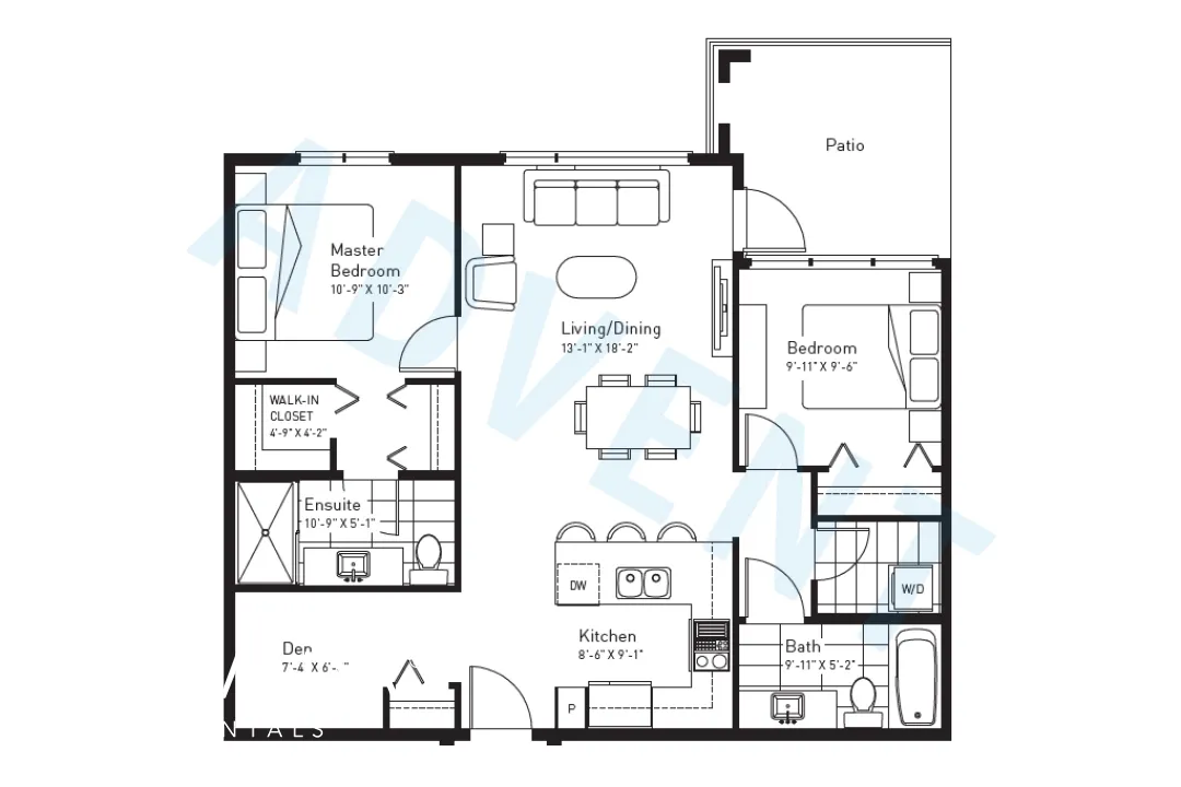 Virtuoso in UBC - 2 Bedroom Apartment For Rent in Vancouver at 403 - 3581 Ross Drive, Vancouver, BC, V6S 0K5 - Floor Plan