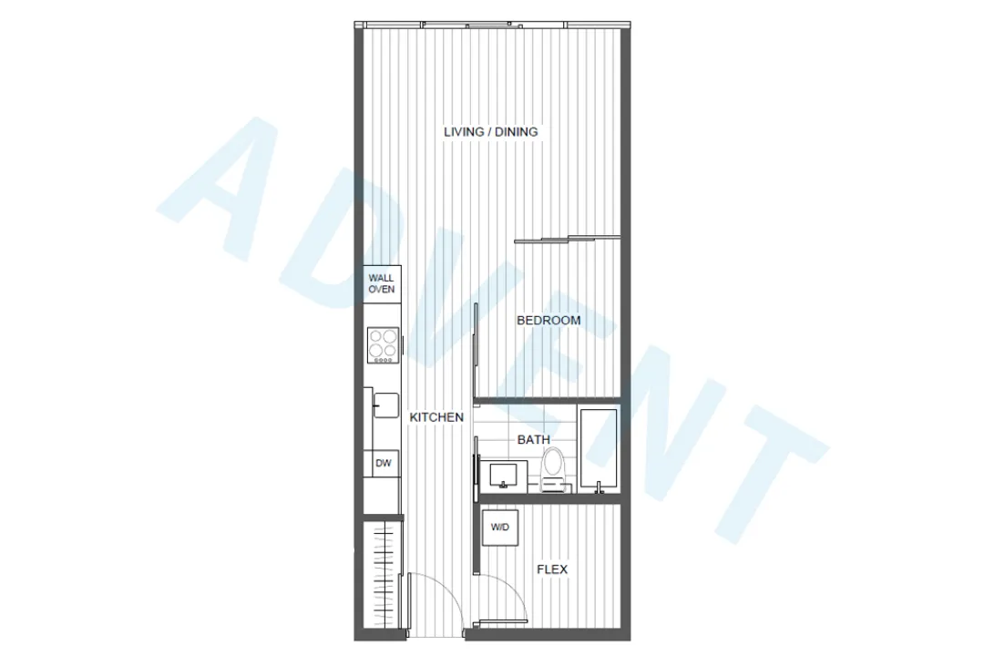 Tower Green at West in Olympic Village - 1 Bedroom Apartment For Rent in Vancouver at 721 - 159 West 2nd Avenue, Vancouver, BC - Floor Plan