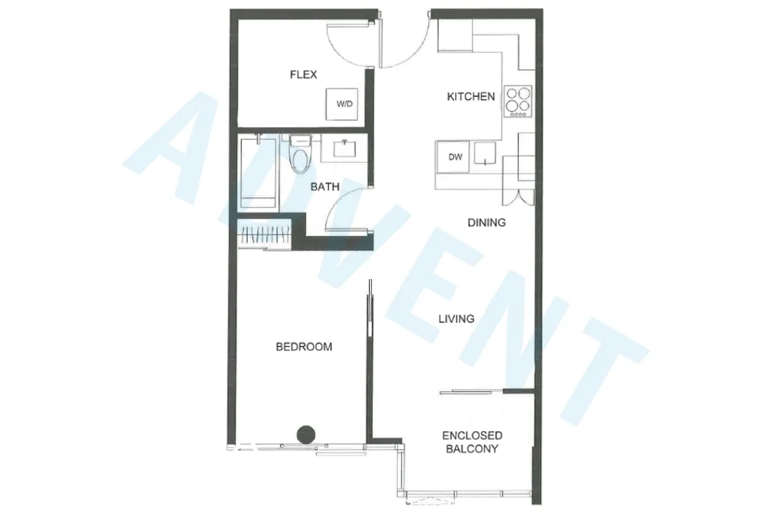 Tower Green at West in Olympic Village - 1 Bedroom Apartment For Rent in Vancouver at 310 - 159 West 2nd Avenue, Vancouver, BC - Floor Plan