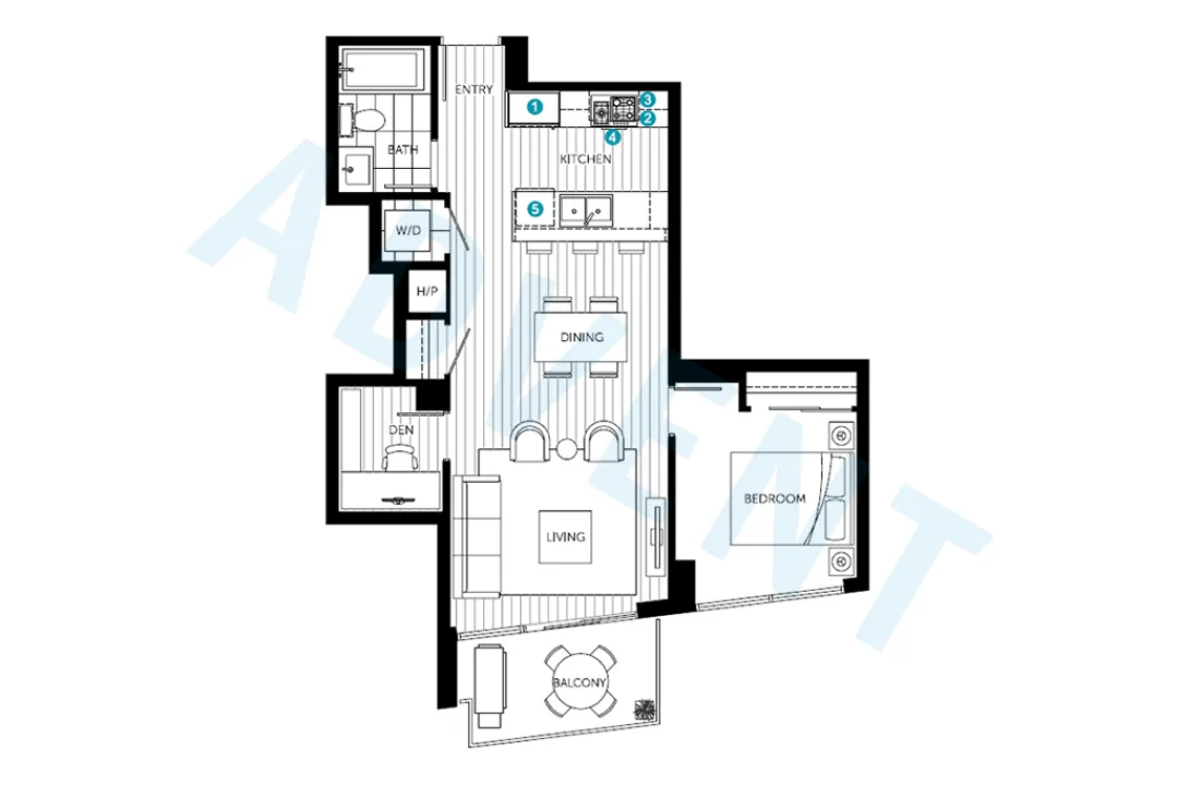 CentreView in Central Lonsdale - 1 Bedroom Apartment For Rent in North Vancouver at 803 - 125 14th Street East, North Vancouver, BC - Floor Plan