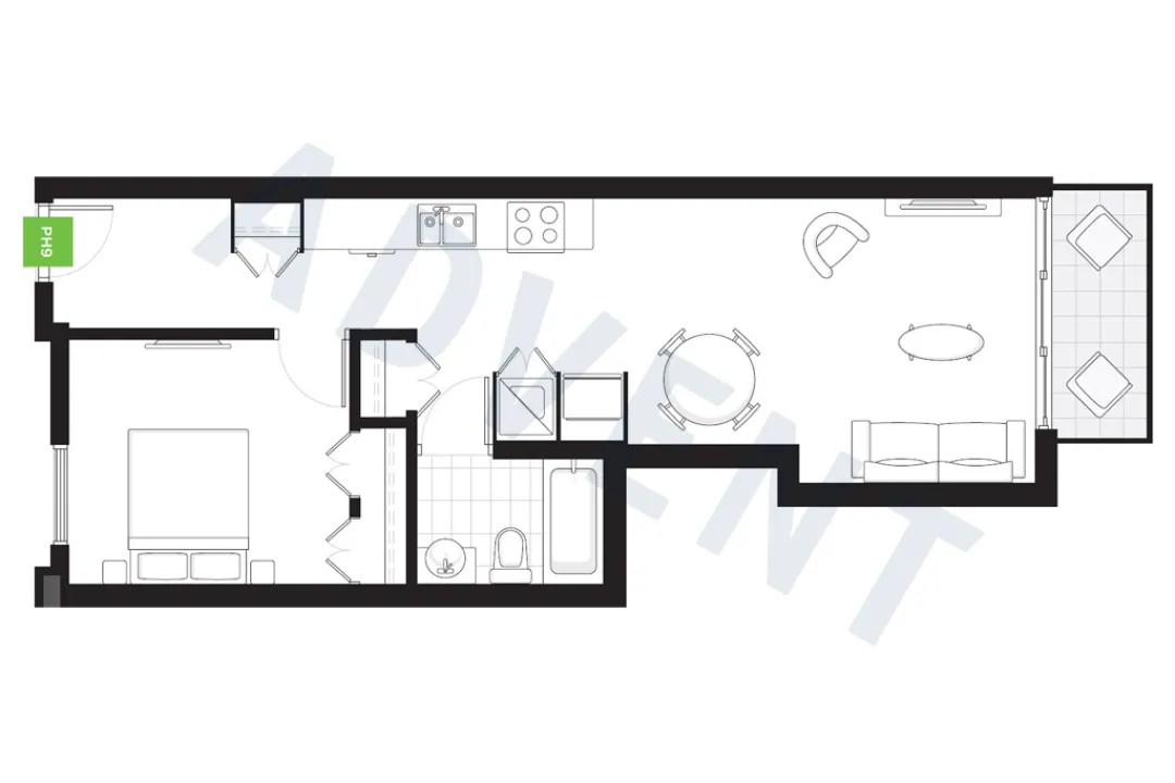 View 388 in Hastings Sunrise - 1 Bedroom Apartment For Rent in Vancouver at PH9 - 388 Kootenay Street, Vancouver, BC - Floor Plan