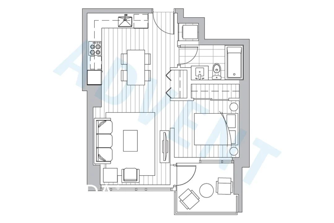 MET2 in Metrotown - 1 Bedroom Apartment For Rent in Burnaby at 3602 - 6538 Nelson Avenue, Burnaby, BC, V5H 0G5 - Floor Plan