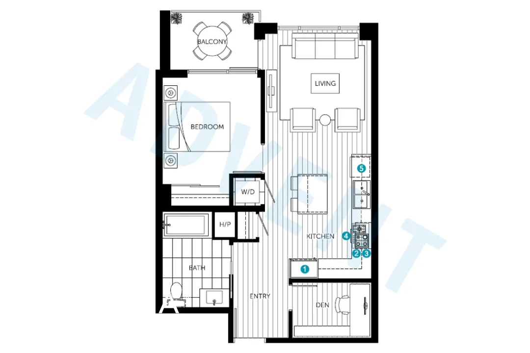 CentreView in Central Lonsdale - 1 Bedroom Apartment For Rent in North Vancouver at 1208 - 125 14th Street East, North Vancouver, BC - Floor Plan