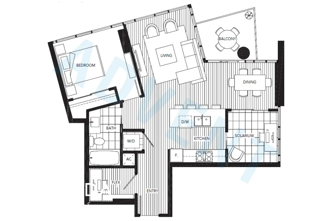 The Mark in Yaletown - 1 Bedroom Apartment For Rent in Vancouver at 1605 - 1372 Seymour Street, Vancouver, BC - Floor Plan