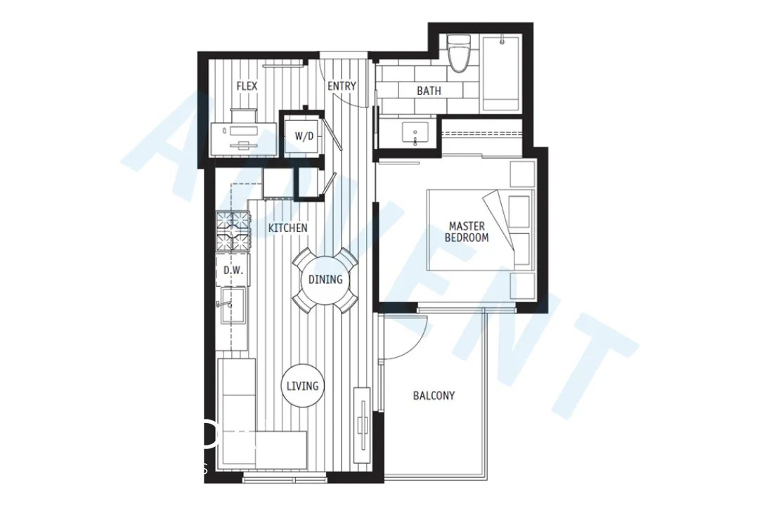 Wall Centre Central Park Tower 2 in Renfrew Collingwood - 1 Bedroom Apartment For Rent in Vancouver at 755 - 5515 Boundary Road, Vancouver, BC - Floor Plan