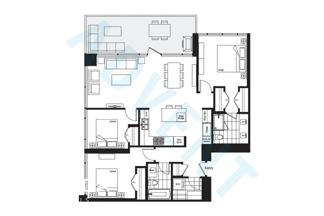 Modello in Metrotown - 3 Bedroom Apartment For Rent in Burnaby at 2506 - 4360 Beresford Street, Burnaby, BC - Floor Plan