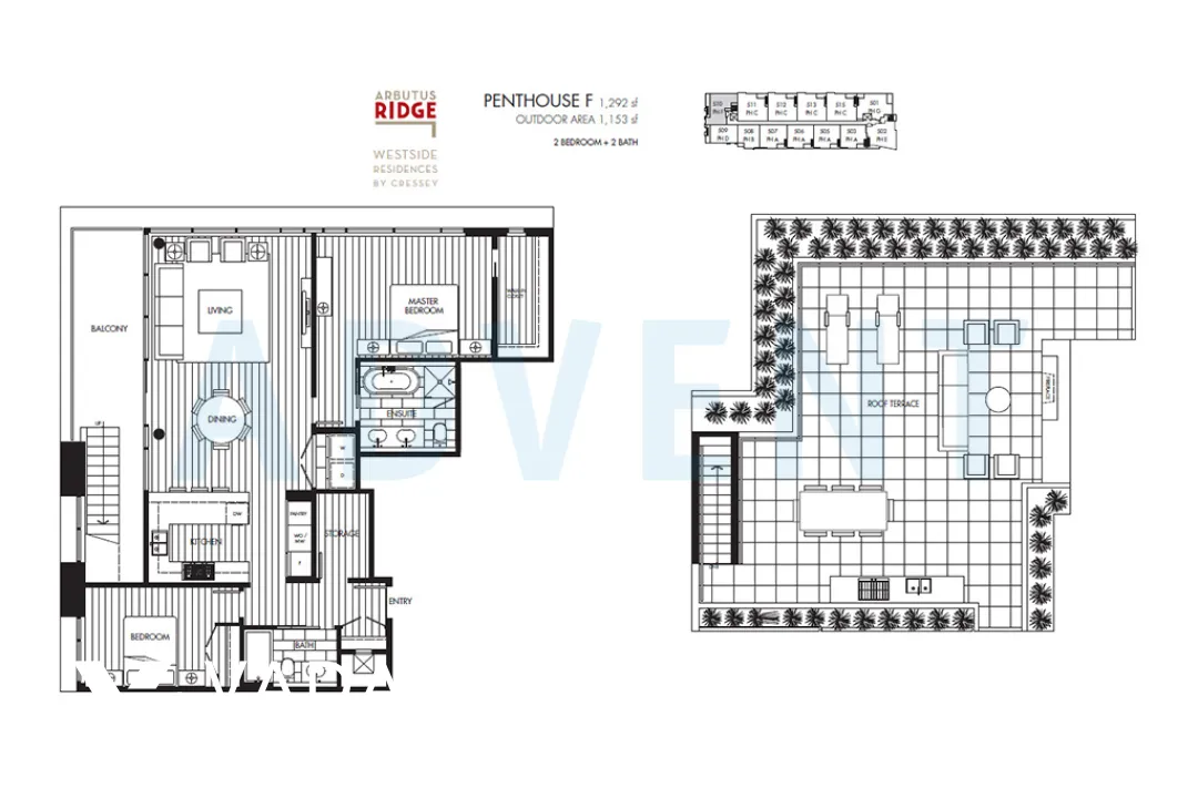Arbutus Ridge in Arbutus - 2 Bedroom Penthouse For Rent in Vancouver at 510 - 2118 West 15th Avenue, Vancouver, BC - Floor Plan
