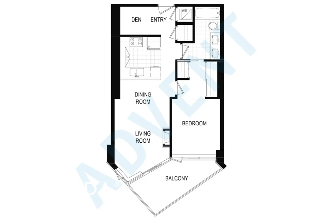 Trophy at the Pier in Lower Lonsdale - 1 Bedroom Apartment For Rent in North Vancouver at 1007 - 199 Victory Ship Way, North Vancouver, BC - Floor Plan