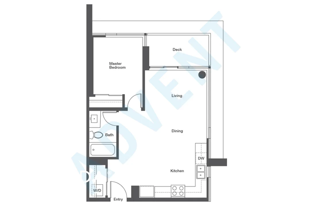 CentreBlock in SFU - 1 Bedroom Apartment For Rent in Burnaby at 1406 - 9393 Tower Road, Burnaby, BC - Floor Plan