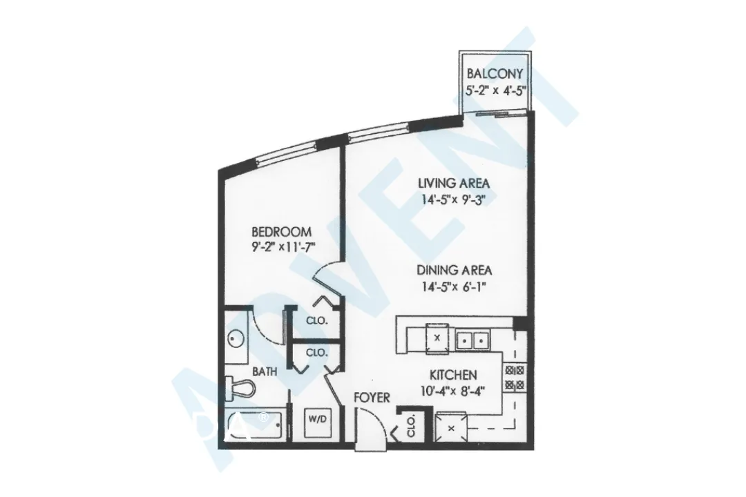 The Jetson in The West End - 1 Bedroom Apartment For Rent in Vancouver at 404 - 1277 Nelson Street, Vancouver, BC - Floor Plan