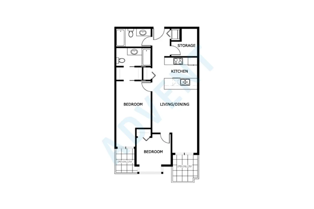 Magnolia in Kensington - 2 Bedroom Apartment For Rent in Vancouver at 206 - 702 East King Edward Avenue, Vancouver, BC - Floor Plan