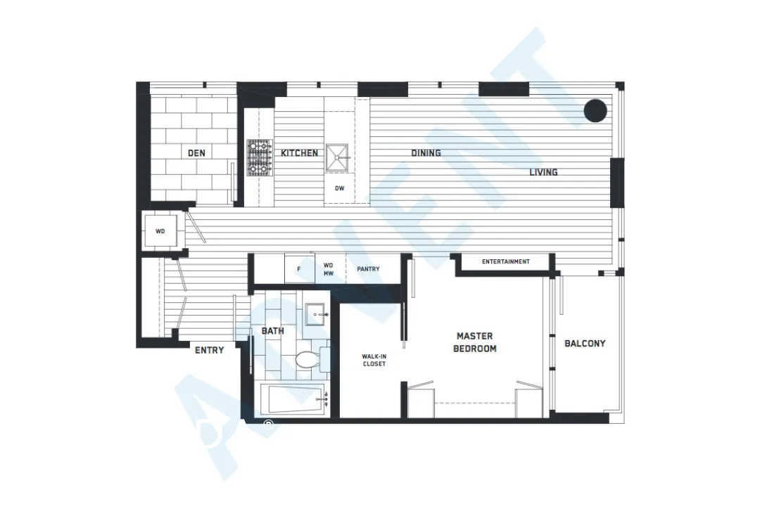 Maddox in Downtown - 1 Bedroom Apartment For Rent in Vancouver at 2202 - 1351 Continental Street, Vancouver, BC - Floor Plan