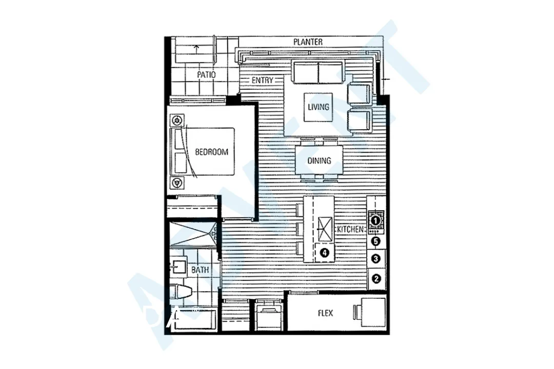 Kayak in Olympic Village - 1 Bedroom Townhouse For Rent in Vancouver at 18 Athletes Way, Vancouver, BC - Floor Plan