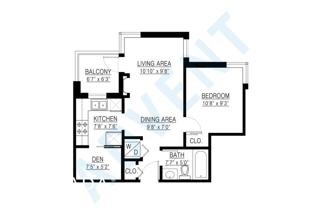 Altadena in Downtown - 1 Bedroom Apartment For Rent in Vancouver at 1007 - 1238 Burrard Street, Vancouver, BC - Floor Plan