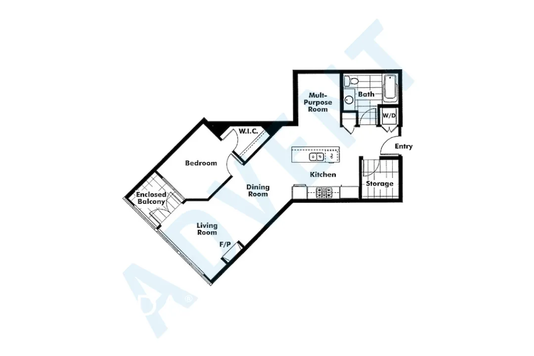 Olive in Fairview - 1 Bedroom Apartment For Rent in Vancouver at 430 - 3228 Tupper Street, Vancouver, BC - Floor Plan