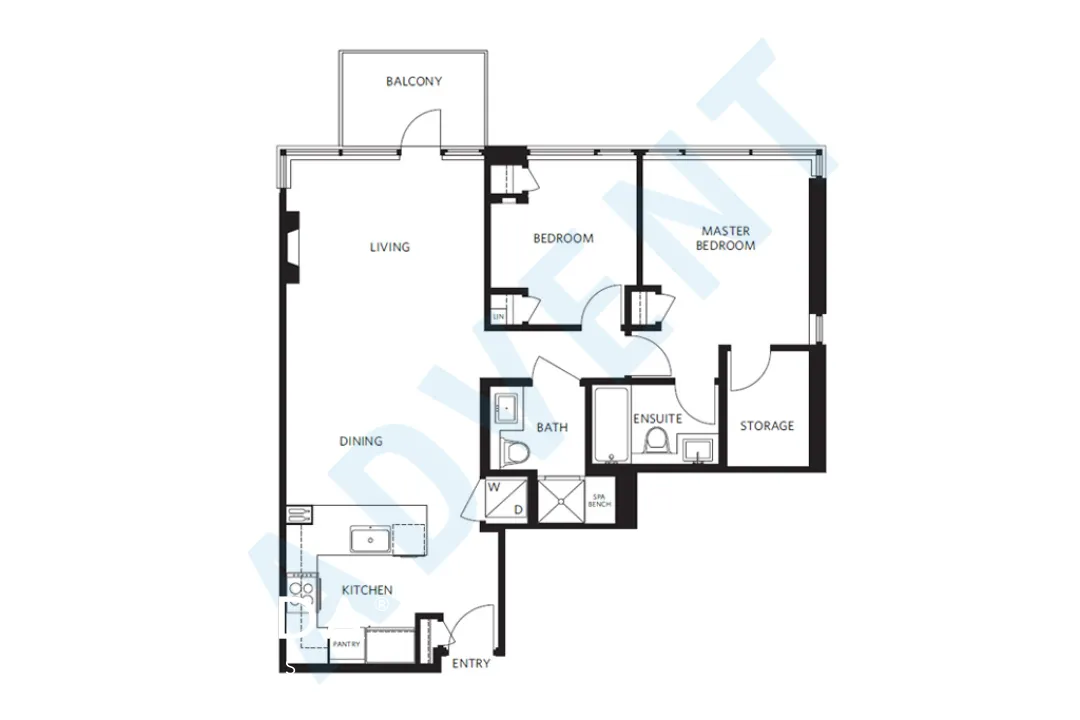 Avedon in South Granville - 2 Bedroom Apartment For Rent in Vancouver at 603 - 1468 West 14th Avenue, Vancouver, BC - Floor Plan