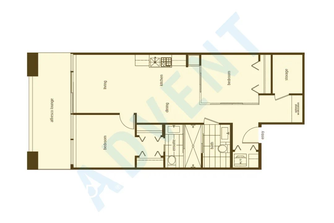 Ginger in Chinatown - 2 Bedroom Apartment For Rent in Vancouver at 305 - 718 Main Street, Vancouver, BC - Floor Plan
