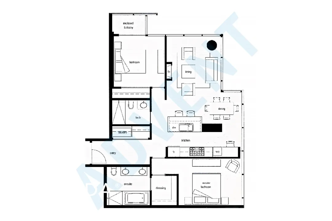 Shangri-La in Downtown - 2 Bedroom Apartment For Rent in Vancouver at 1111 Alberni Street, Vancouver, BC - Floor Plan
