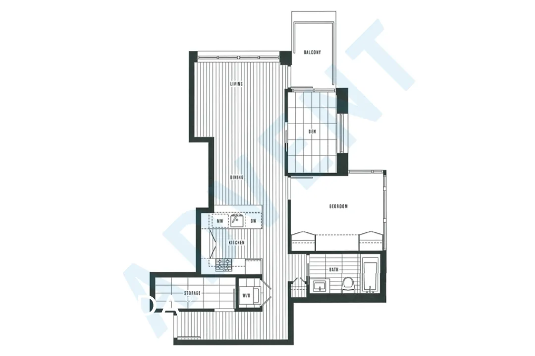 Donovan in Yaletown - 1 Bedroom Apartment For Rent in Vancouver at 805 - 1055 Richards Street, Vancouver, BC - Floor Plan