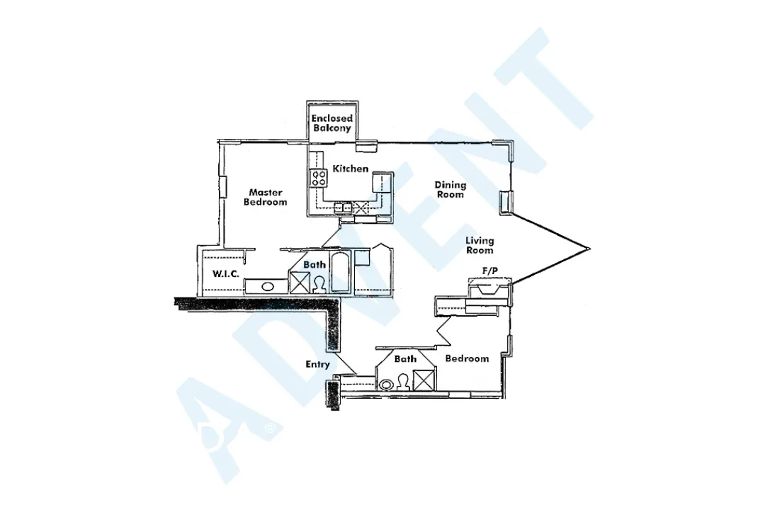 1000 Beach in False Creek North - 2 Bedroom Apartment For Rent in Vancouver at 1201 - 1000 Beach Avenue, Vancouver, BC - Floor Plan