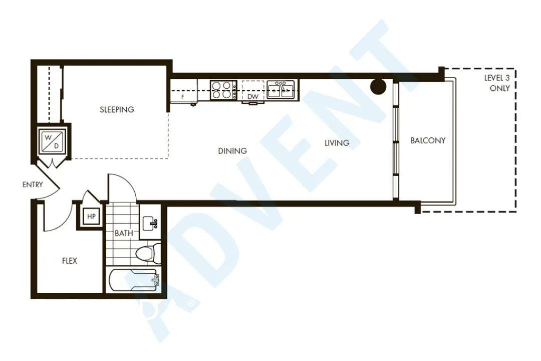 Modern in The West End - Studio For Rent in Vancouver at 303 - 1009 Harwood Street, Vancouver, BC - Floor Plan