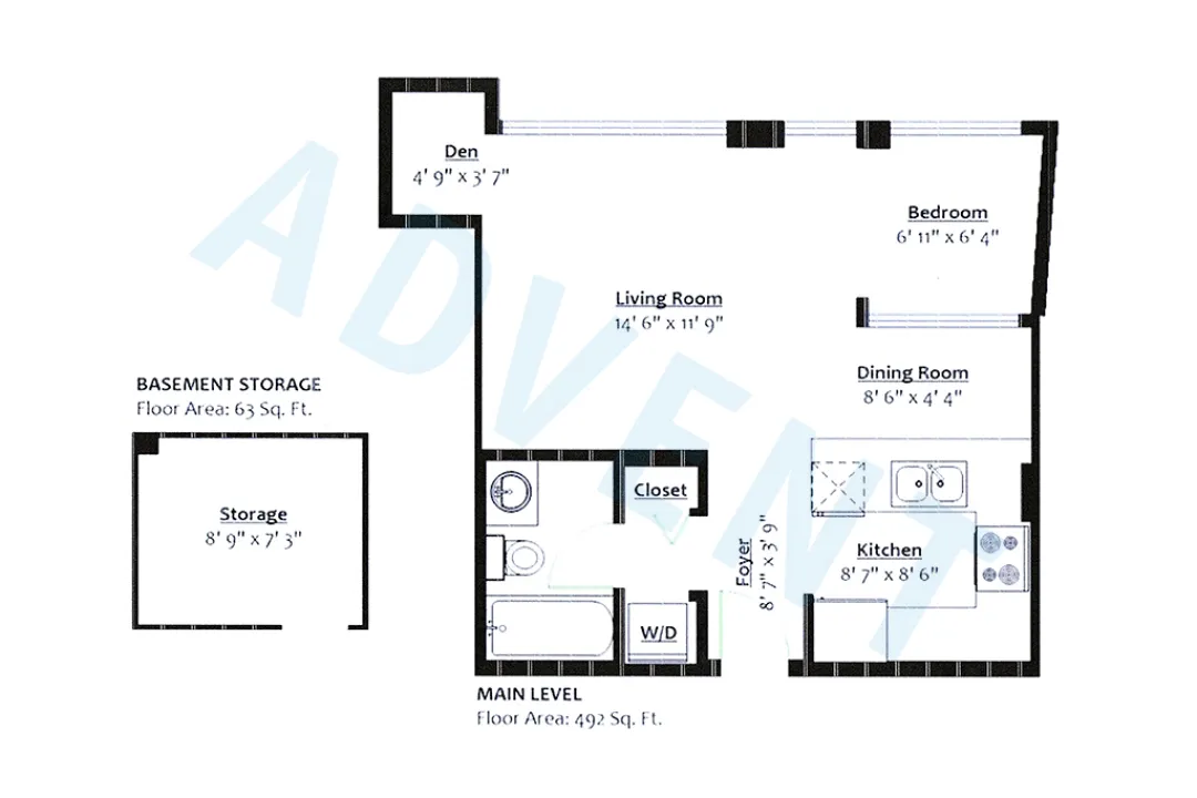 Metropolis in Yaletown - Studio For Rent in Vancouver at 508 - 1238 Richards Street, Vancouver, BC - Floor Plan