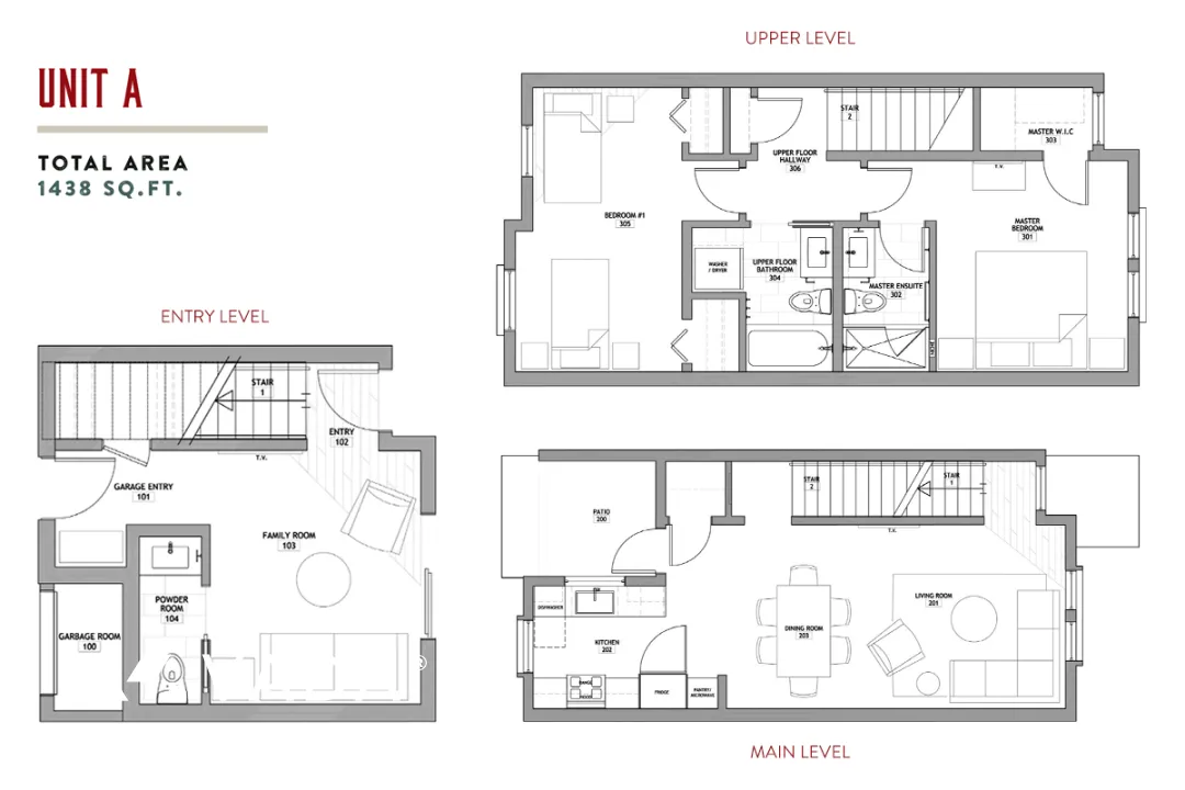 The Post in Ladner - 2 Bedroom Townhouse For Rent in Delta at 13 - 4771 54A Street, Delta, BC - Floor Plan
