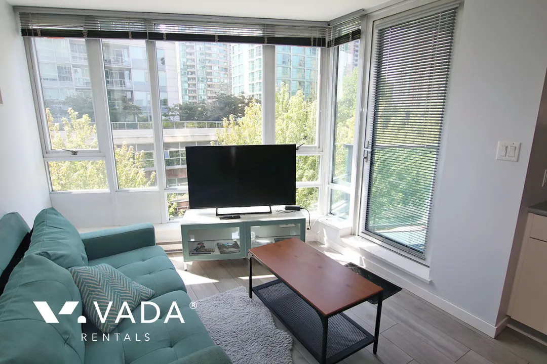 TV Towers in Yaletown - Furnished 1 Bedroom Apartment For Rent in Vancouver at 609 - 233 Robson Street, Vancouver, BC