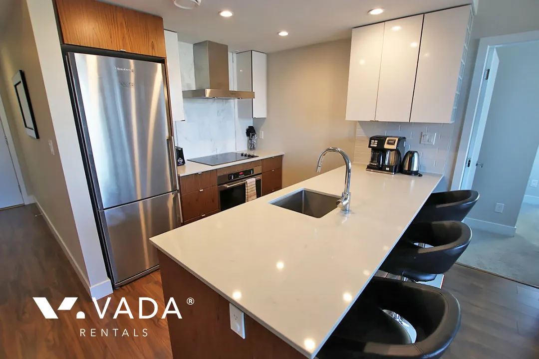 Tower Green at West in Olympic Village - Furnished 2 Bedroom Apartment For Rent in Vancouver at 902 - 159 West 2nd Avenue, Vancouver, BC