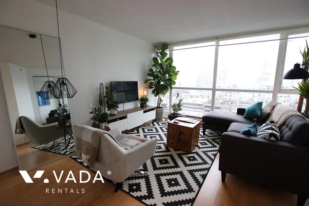 Park Plaza in Yaletown - Furnished 1 Bedroom Apartment For Rent in Vancouver at 1207 - 1188 Richards Street, Vancouver, BC