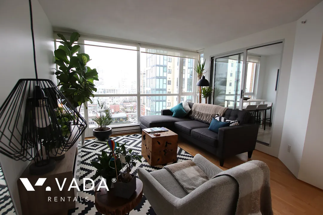 Park Plaza in Yaletown - Furnished 1 Bedroom Apartment For Rent in Vancouver at 1207 - 1188 Richards Street, Vancouver, BC