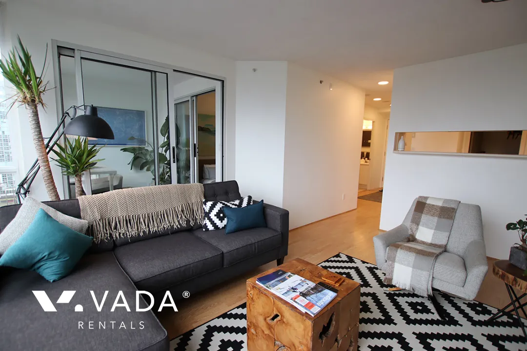 Park Plaza in Yaletown - Furnished 1 Bedroom Apartment For Rent in Vancouver at 1207 - 1188 Richards Street, Vancouver, BC