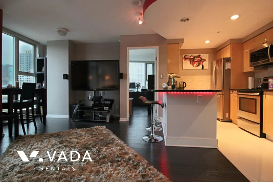 Waterworks in Yaletown - Furnished 1 Bedroom Apartment For Rent in Vancouver at 2501 - 1008 Cambie Street, Vancouver, BC