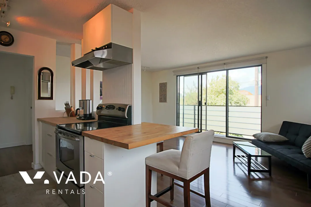 Sahlano Place in Kitsilano - Furnished 1 Bedroom Apartment For Rent in Vancouver at 204 - 1933 West 5th Avenue, Vancouver, BC