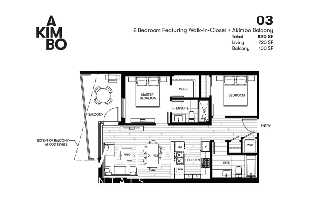 Akimbo in Brentwood - 2 Bedroom Apartment For Rent in Burnaby at 1603 - 2181 Madison Avenue, Burnaby, BC - Floor Plan