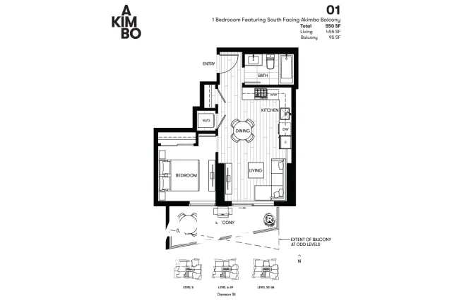 Akimbo in Brentwood - 1 Bedroom Apartment For Rent in Burnaby at 2801 - 2181 Madison Avenue, Burnaby, BC - Floor Plan