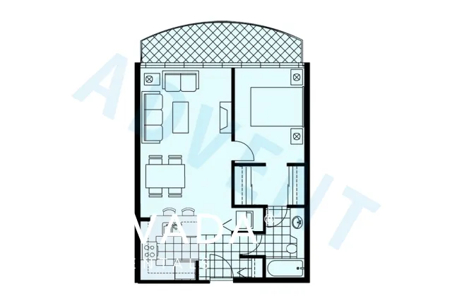 Azure in Downtown New West - 1 Bedroom Apartment For Rent in New Westminster at 2707 - 898 Carnarvon Street, New Westminster, BC - Floor Plan