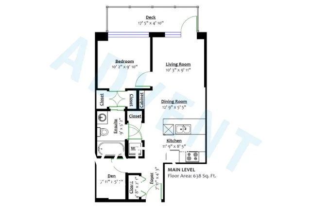 35 Park West in Cambie - 1 Bedroom Apartment For Rent in Vancouver at 215 - 4963 Cambie Street, Vancouver, BC - Floor Plan