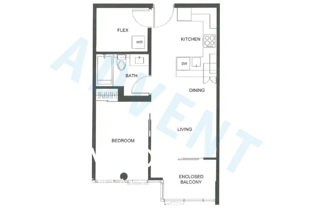 Tower Green at West in Olympic Village - 1 Bedroom Apartment For Rent in Vancouver at 310 - 159 West 2nd Avenue, Vancouver, BC - Floor Plan