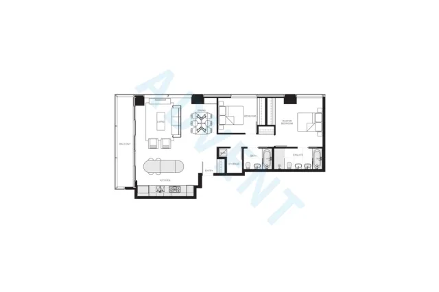 Jameson House in Coal Harbour - 2 Bedroom Apartment For Rent in Vancouver at 3403 - 838 West Hastings Street, Vancouver, BC - Floor Plan