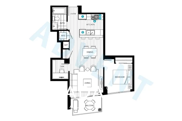 CentreView in Central Lonsdale - 1 Bedroom Apartment For Rent in North Vancouver at 803 - 125 14th Street East, North Vancouver, BC - Floor Plan