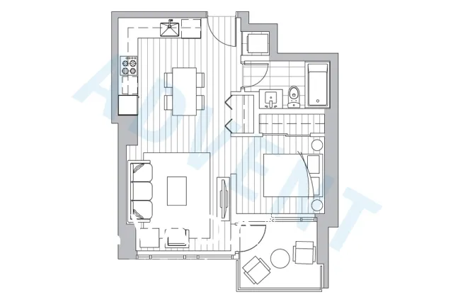 MET2 in Metrotown - 1 Bedroom Apartment For Rent in Burnaby at 3602 - 6538 Nelson Avenue, Burnaby, BC, V5H 0G5 - Floor Plan