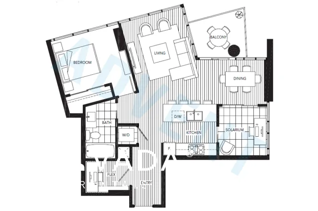 The Mark in Yaletown - 1 Bedroom Apartment For Rent in Vancouver at 1605 - 1372 Seymour Street, Vancouver, BC - Floor Plan