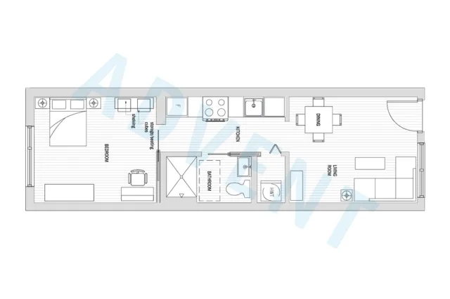 Sequel 138 in Chinatown - 1 Bedroom Apartment For Rent in Vancouver at 515 - 138 East Hastings Street, Vancouver, BC - Floor Plan