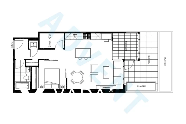 Iron &amp; Whyte in Point Grey - 1 Bedroom Apartment For Rent in Vancouver at 203 - 4355 West 10th Avenue, Vancouver, BC - Floor Plan