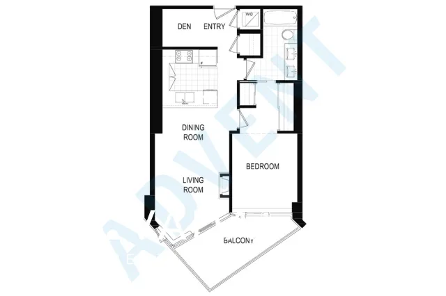 Trophy at the Pier in Lower Lonsdale - 1 Bedroom Apartment For Rent in North Vancouver at 1007 - 199 Victory Ship Way, North Vancouver, BC - Floor Plan